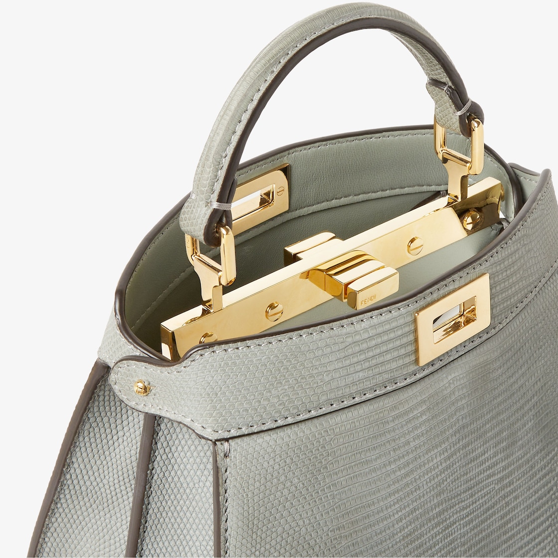 FENDI Peekaboo ISeeU Petite Matcha green nubuck lizard bag - Image 3